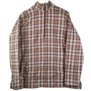 Cuddl Duds Women's Top Sz 1X Flannel Fleece Mock Neck Pullover Brown